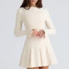 Sukienka mini Francesca Vintage Cream Stretch Crepe Godet Sukienka mini Francesca Vintage Cream Stretch Crepe Godet
