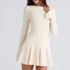 Sukienka mini Francesca Vintage Cream Stretch Crepe Godet Sukienka mini Francesca Vintage Cream Stretch Crepe Godet