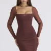Sukienka mini z długim rękawem Anouk Mocha Mesh Sukienka mini z długim rękawem Anouk Mocha Mesh