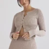 Sylvia Taupe Kardigan z dzianiny prążkowanej Sylvia Taupe Kardigan z dzianiny prążkowanej