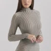 Szary welurowy Body w paski „Rowena” Szary welurowy Body w paski „Rowena”
