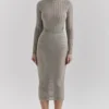 Szary welurowy Body w paski „Rowena” Szary welurowy Body w paski „Rowena”