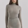 Szary welurowy Body w paski „Rowena” Szary welurowy Body w paski „Rowena”