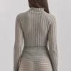 Szary welurowy Body w paski „Rowena” Szary welurowy Body w paski „Rowena”