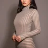 Szary welurowy Body w paski „Rowena” Szary welurowy Body w paski „Rowena”
