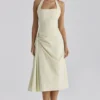 Tallulah – bawełniana sukienka midi w kolorze matcha z dekoltem halter Tallulah – bawełniana sukienka midi w kolorze matcha z dekoltem halter