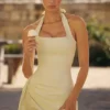 Tallulah – bawełniana sukienka midi w kolorze matcha z dekoltem halter Tallulah – bawełniana sukienka midi w kolorze matcha z dekoltem halter