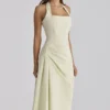 Tallulah – bawełniana sukienka midi w kolorze matcha z dekoltem halter Tallulah – bawełniana sukienka midi w kolorze matcha z dekoltem halter