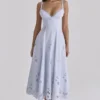 Tatiana Bluebell Lace + Cotton Broderie Anglais Sukienka Letnia Midi Tatiana Bluebell Lace + Cotton Broderie Anglais Sukienka Letnia Midi