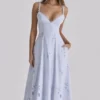 Tatiana Bluebell Lace + Cotton Broderie Anglais Sukienka Letnia Midi Tatiana Bluebell Lace + Cotton Broderie Anglais Sukienka Letnia Midi