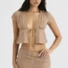 Top Maia Shimmer Cafe Au Lait z wiązaniem z przodu Top Maia Shimmer Cafe Au Lait z wiązaniem z przodu