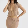 Top Maia Shimmer Cafe Au Lait z wiązaniem z przodu Top Maia Shimmer Cafe Au Lait z wiązaniem z przodu